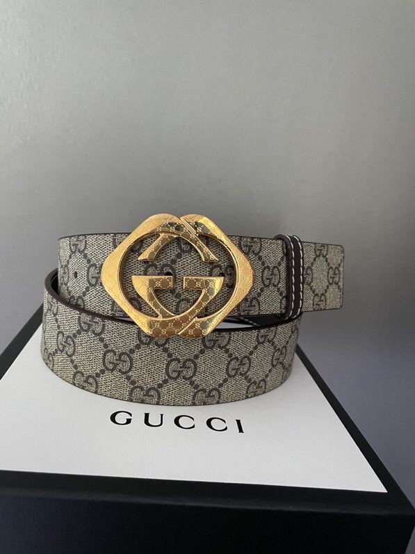 Gucci Men s PVC GG stainless steel diamond carving pattern metal buckle 38mm belt