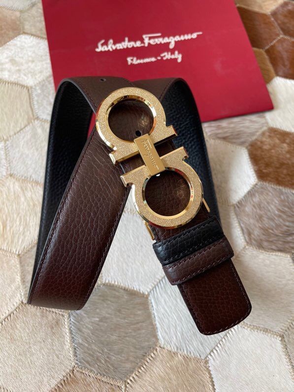 Ferragamo Men s 3.5cm stainless steel metal buckle cowhide leather leather belt