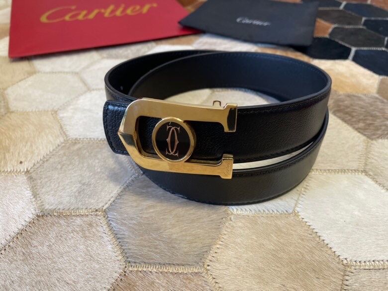 Cartier Stainless steel metal buckle cowhide sheep pattern 3.5cm belt