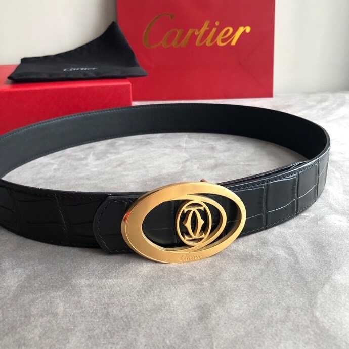 Cartier Stainless steel hollow metal buckle leather belt 3.5cm