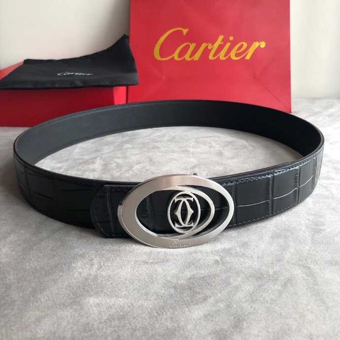 Cartier Stainless steel hollow metal buckle leather belt 3.5cm