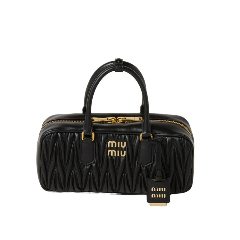 Miu Miu Arcadie Matelasse Nappa Leather Bag 5BB148 Black