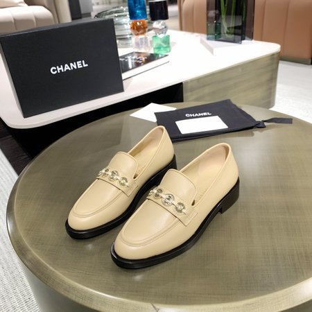 Chanel Gold coin buckle loafers