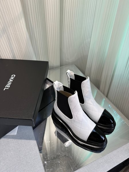 Chanel CC platform wedge Chelsea boots