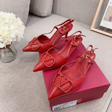 Valentino Pointed back hollow stiletto sandals in sheepskin