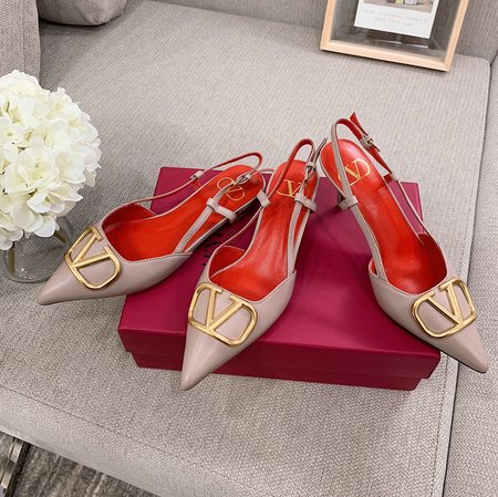 Valentino Pointed back hollow stiletto sandals in sheepskin