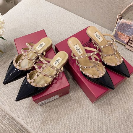 Valentino Pointed back hollow stiletto sandals in sheepskin