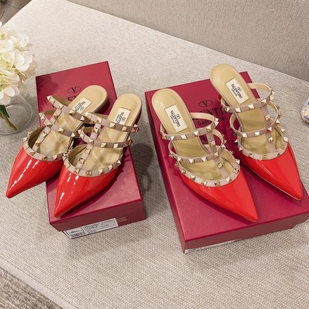 Valentino Pointed back hollow stiletto sandals in sheepskin