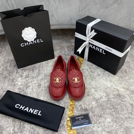 Chanel Sheepskin Hardware Logo Buckle Loafers