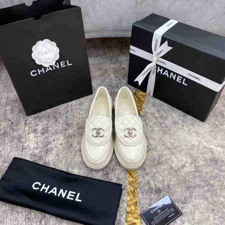 Chanel Sheepskin Hardware Logo Buckle Loafers