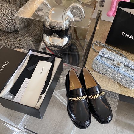 Chanel Metal Logo Loafers