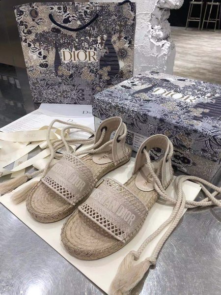 Dior Rainbow cutout Espadrilles classic logo embroidery design