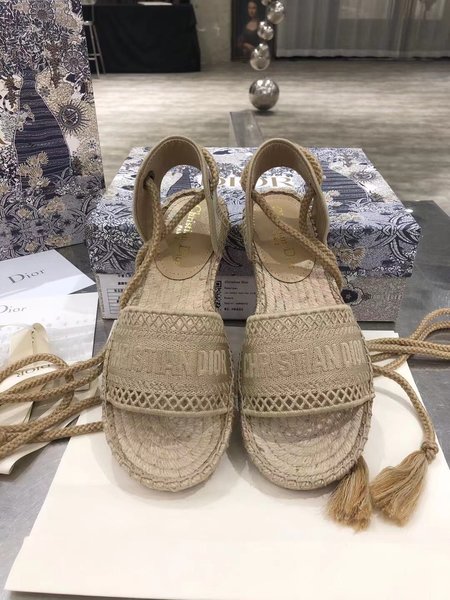 Dior Rainbow cutout Espadrilles classic logo embroidery design