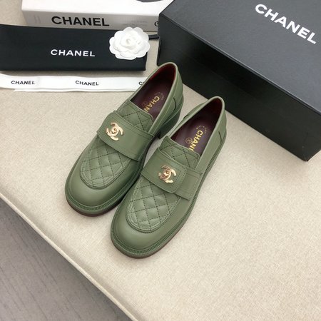 Chanel Jelly embroidered diamond loafers logo hardware buckle grained sheepskin + sheepskin lining