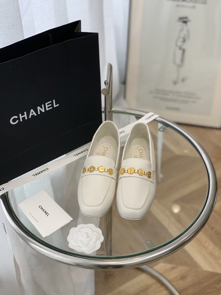 Chanel Gold coin buckle loafers