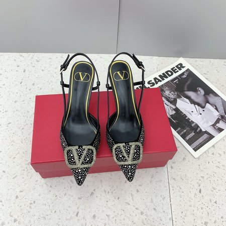 Valentino large and small diamond buckle high heels