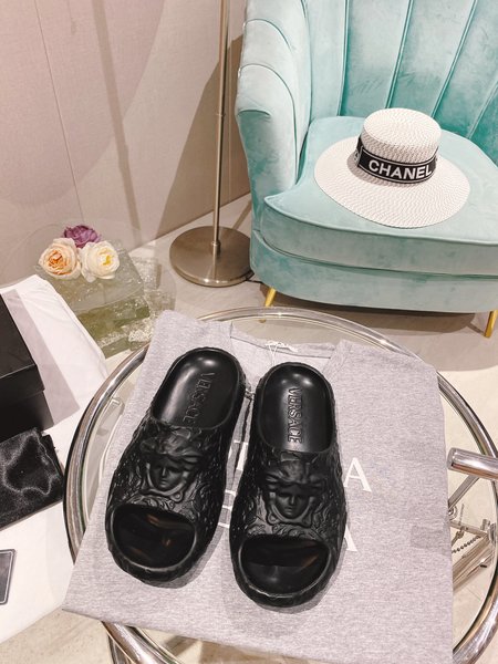 Versace Monogram embossed slides
