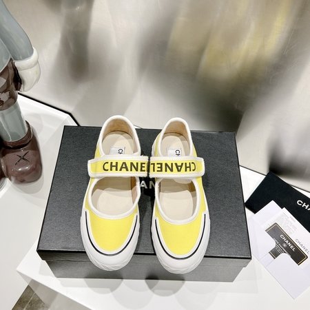 Chanel Velcro platform canvas shoes