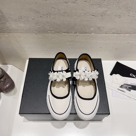 Chanel Velcro platform canvas shoes