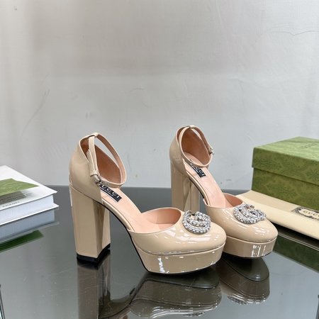 Gucci Spring and summer new double G diamond buckle waterproof platform high heels